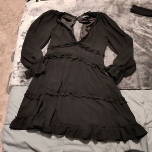 MUST BUNDLE - Elegant Black Ruffle Dress
